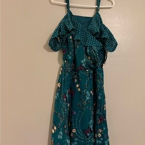 Art Class Teal Floral Kids Dress